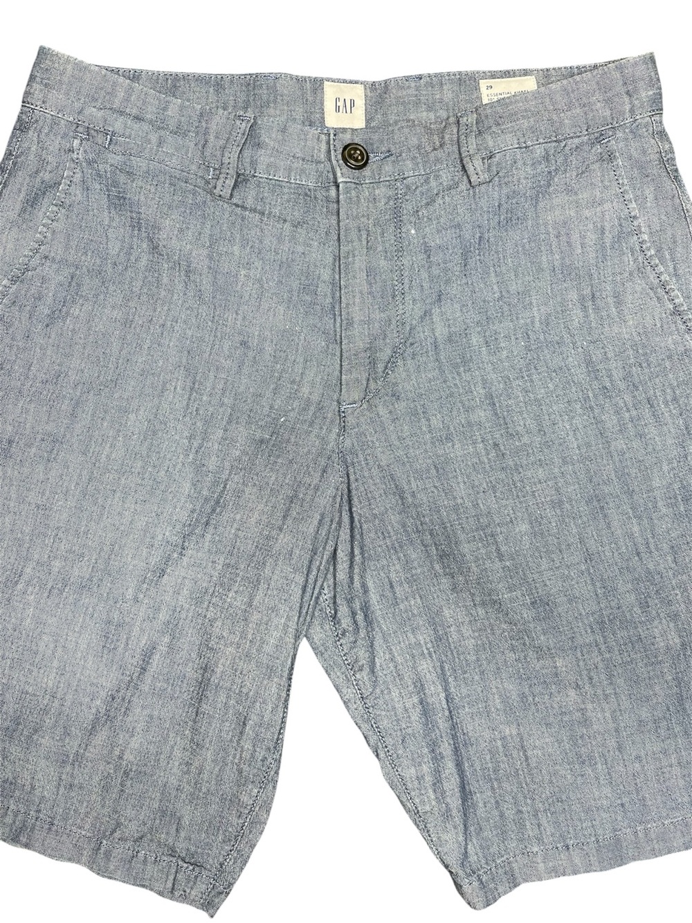 GAP Men's Sky Blue Linen-Blend Flat Front Shorts - Picture 2 of 5